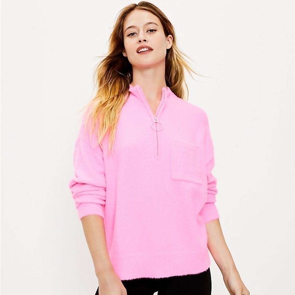 Lou & Grey Women's Fuzzy Neon Pink Sweater